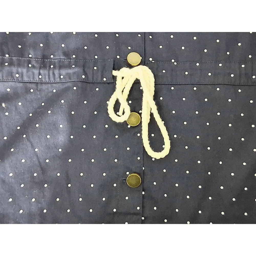 Kate & Sam Jacket Women's Large Navy Blue Polka Dot Button Rope Tie Nautical New